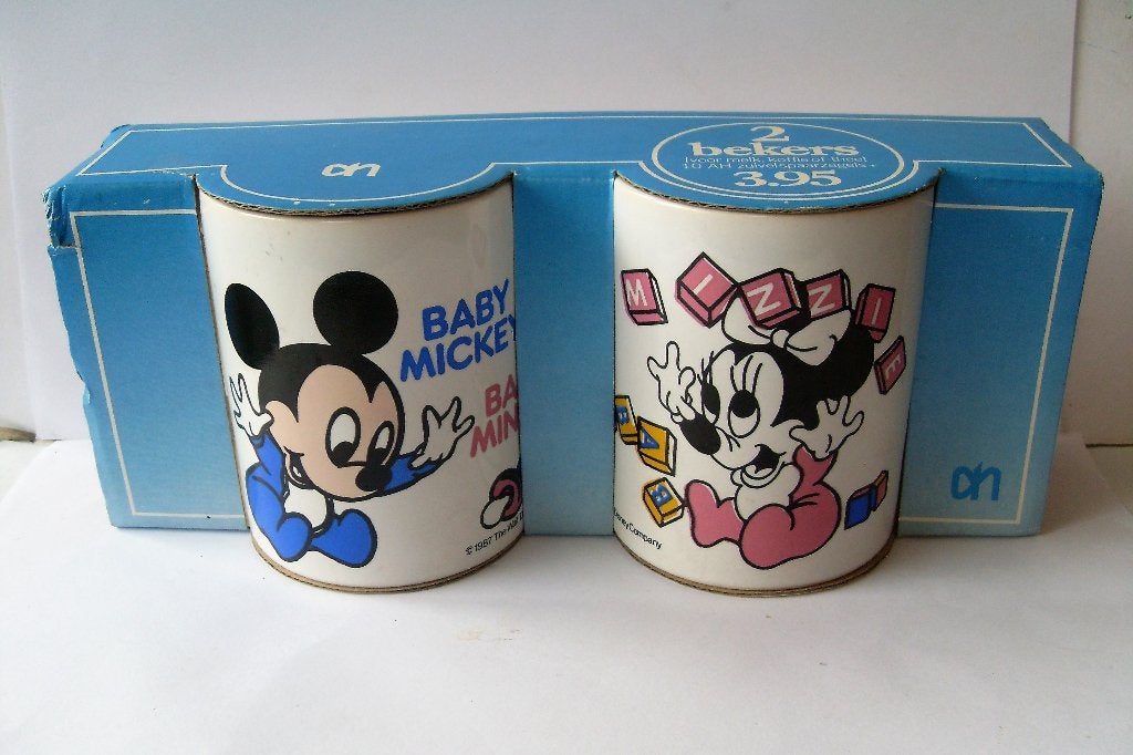 2 Disney Babies Bekers Baby Mickey Mouse & Baby Minnie Mouse, Ophalen of Verzenden, Mickey Mouse, Zo goed als nieuw, Servies