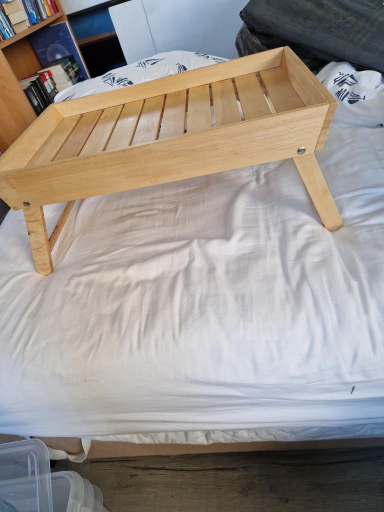 Houten dienblad met inklapbare poten, Huis en Inrichting, Woonaccessoires | Dienbladen, Ophalen, Zo goed als nieuw, Rechthoekig