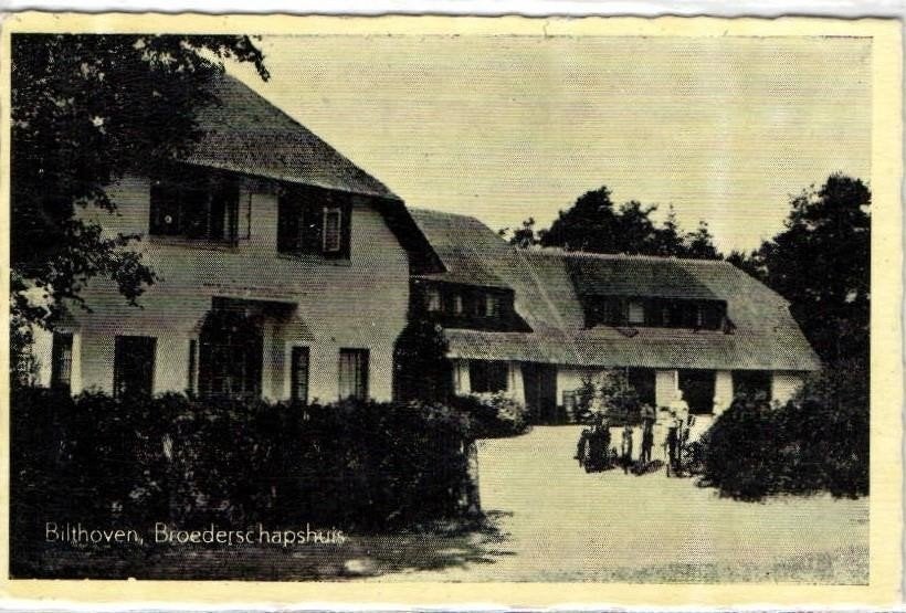 Bilthoven, Broederschapshuis - fietsen - 1955 gelopen, Verzamelen, Ophalen of Verzenden, 1940 tot 1960, Gelopen, Utrecht