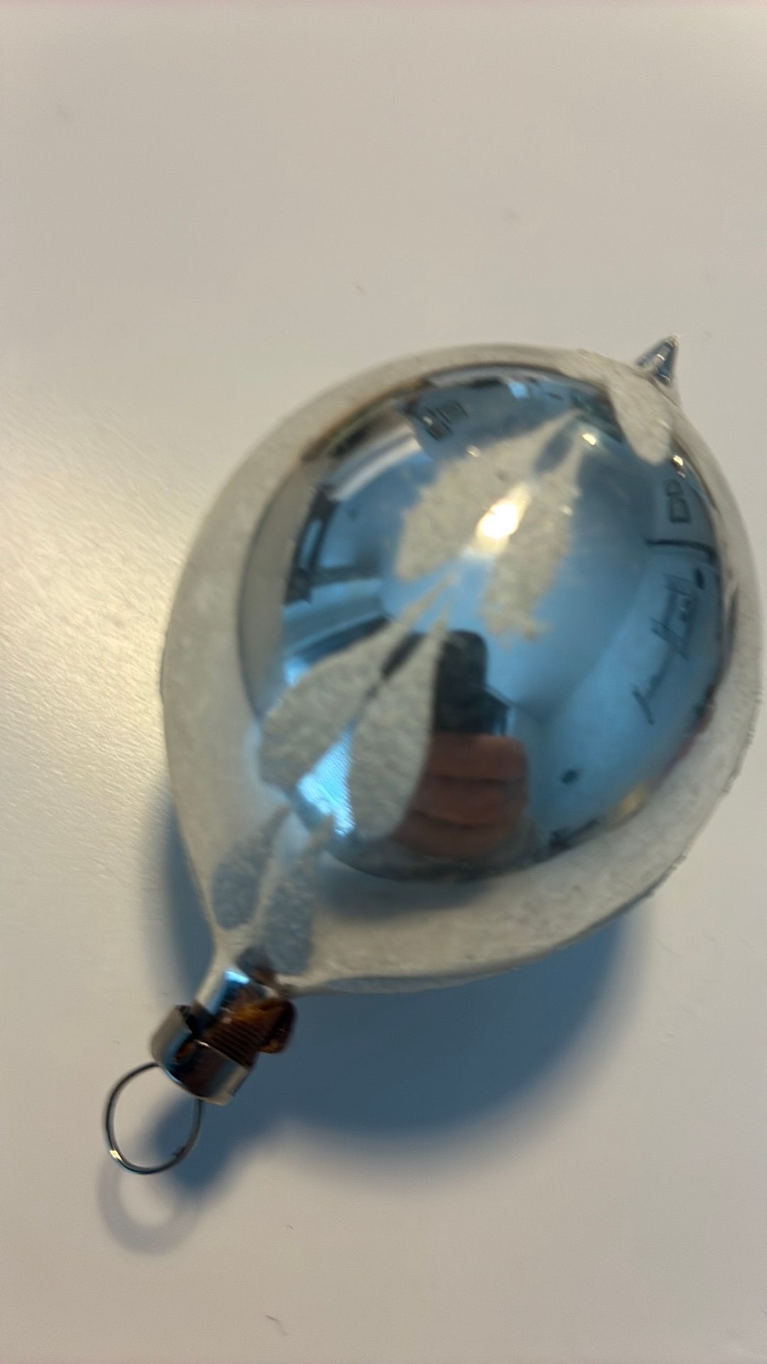 Vintage antieke kerstbal, pegel zilver, Ophalen of Verzenden, Zo goed als nieuw