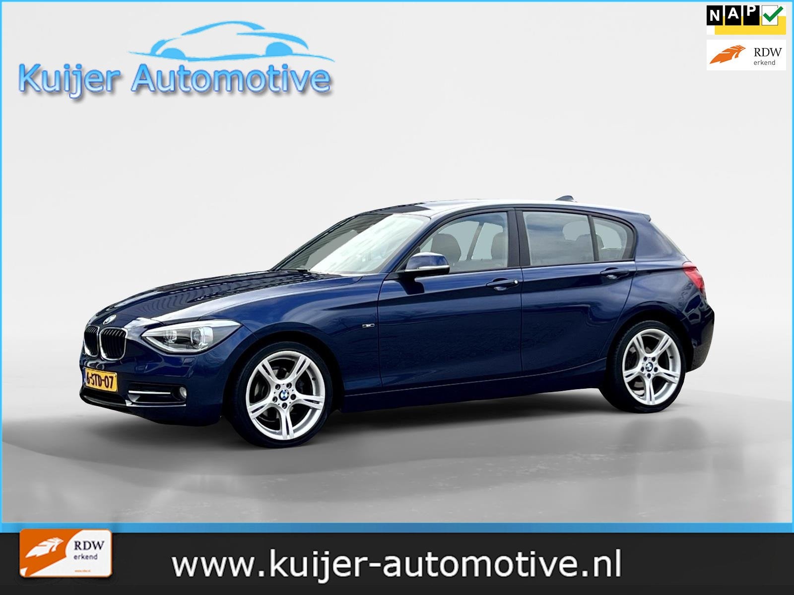 BMW 1-serie 116i High Executive Automaat | NAP | Stoelverwar, Gebruikt, Euro 6, 4 cilinders, Blauw