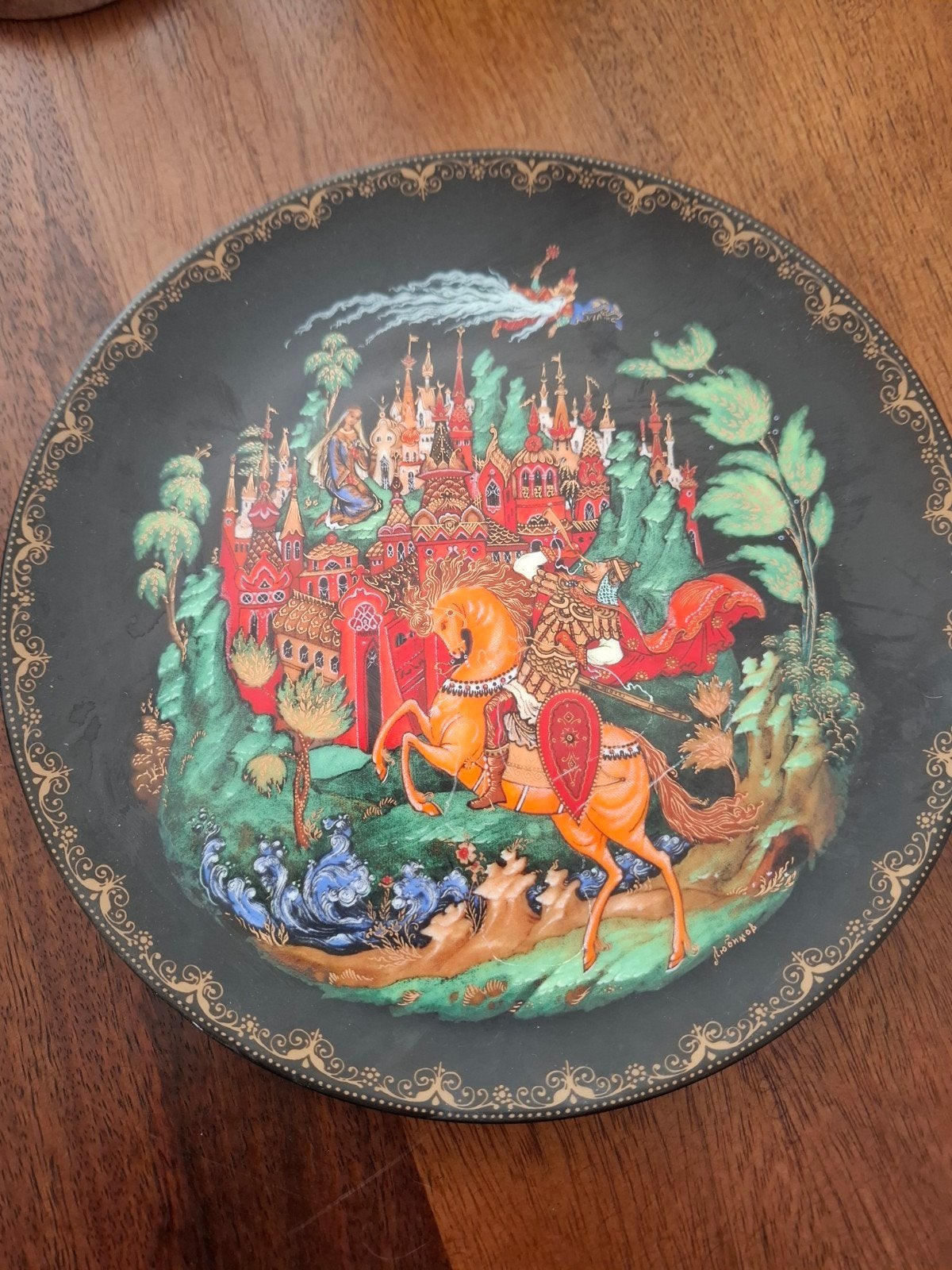 Vintage Russische Lakdoos Plaat - Palekh Kunst, Antiek en Kunst, Ophalen of Verzenden