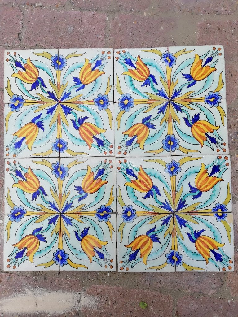 50 stuks antieke wandtegels tulp handbeschilderd 13.1x13.1, Ophalen