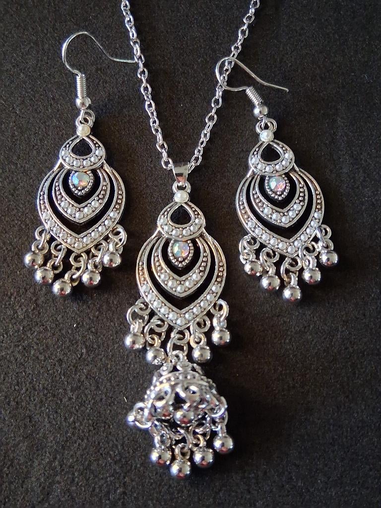 Boho Gypsy setje met strass, Overige materialen, Nieuw, Ophalen of Verzenden, Zilver