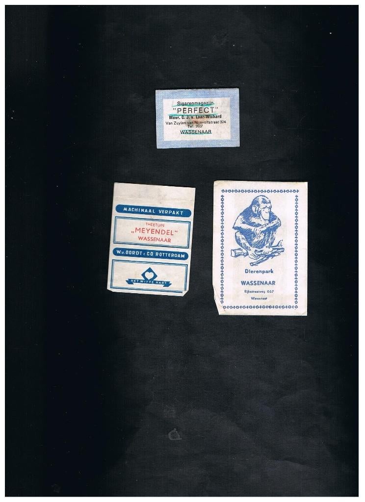 WASSENAAR OUDE RECLAME ETIKETTEN, Verzenden, Gebruikt, Luciferdoosjes of -merken