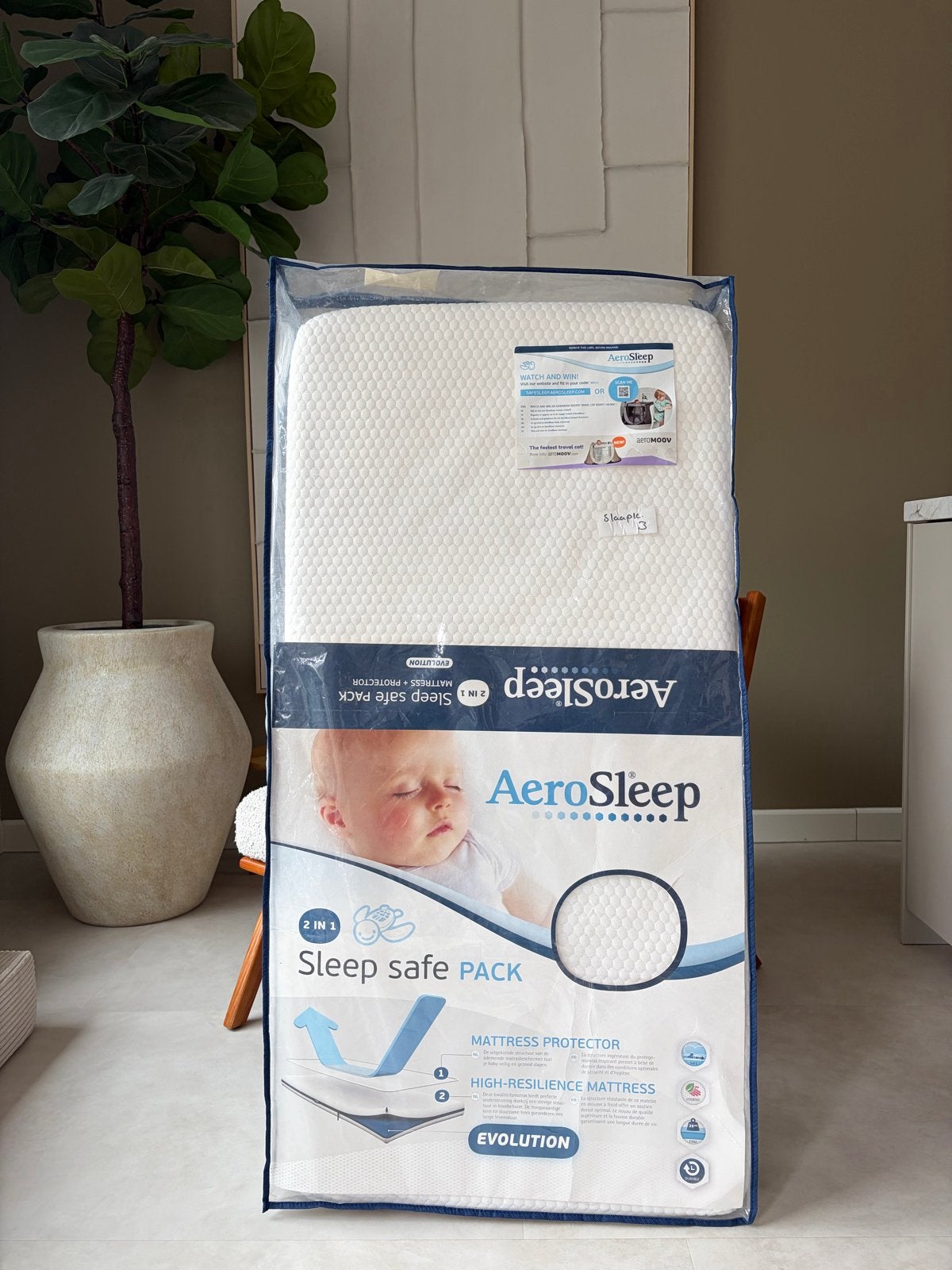 Aerosleep Safe Pack ledikant matras met matrasbeschermer, Ophalen, Eenpersoons, Zo goed als nieuw, Overige maten