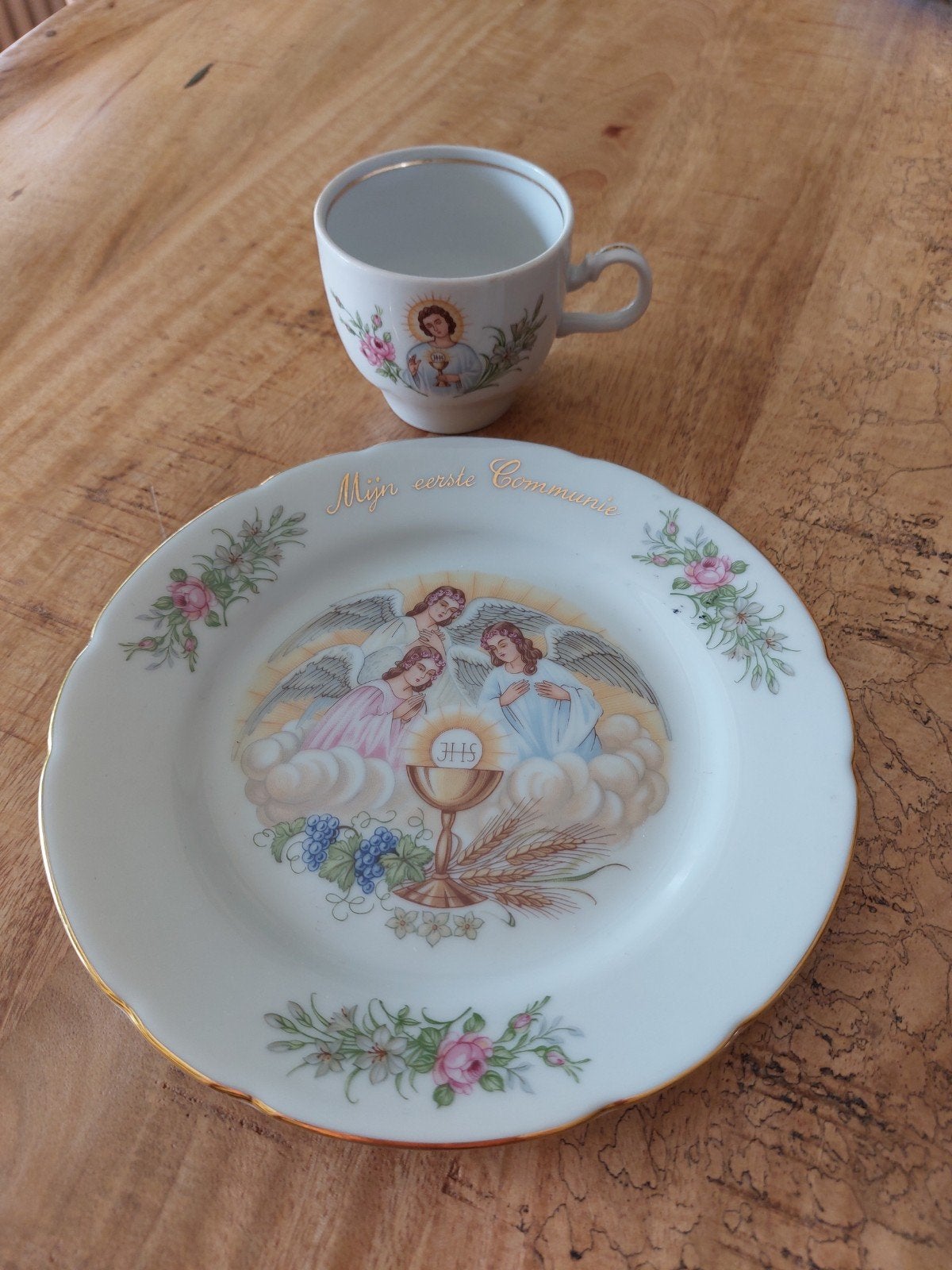Vintage Eerste Communie Servies - Bord & Kopje, Ophalen of Verzenden