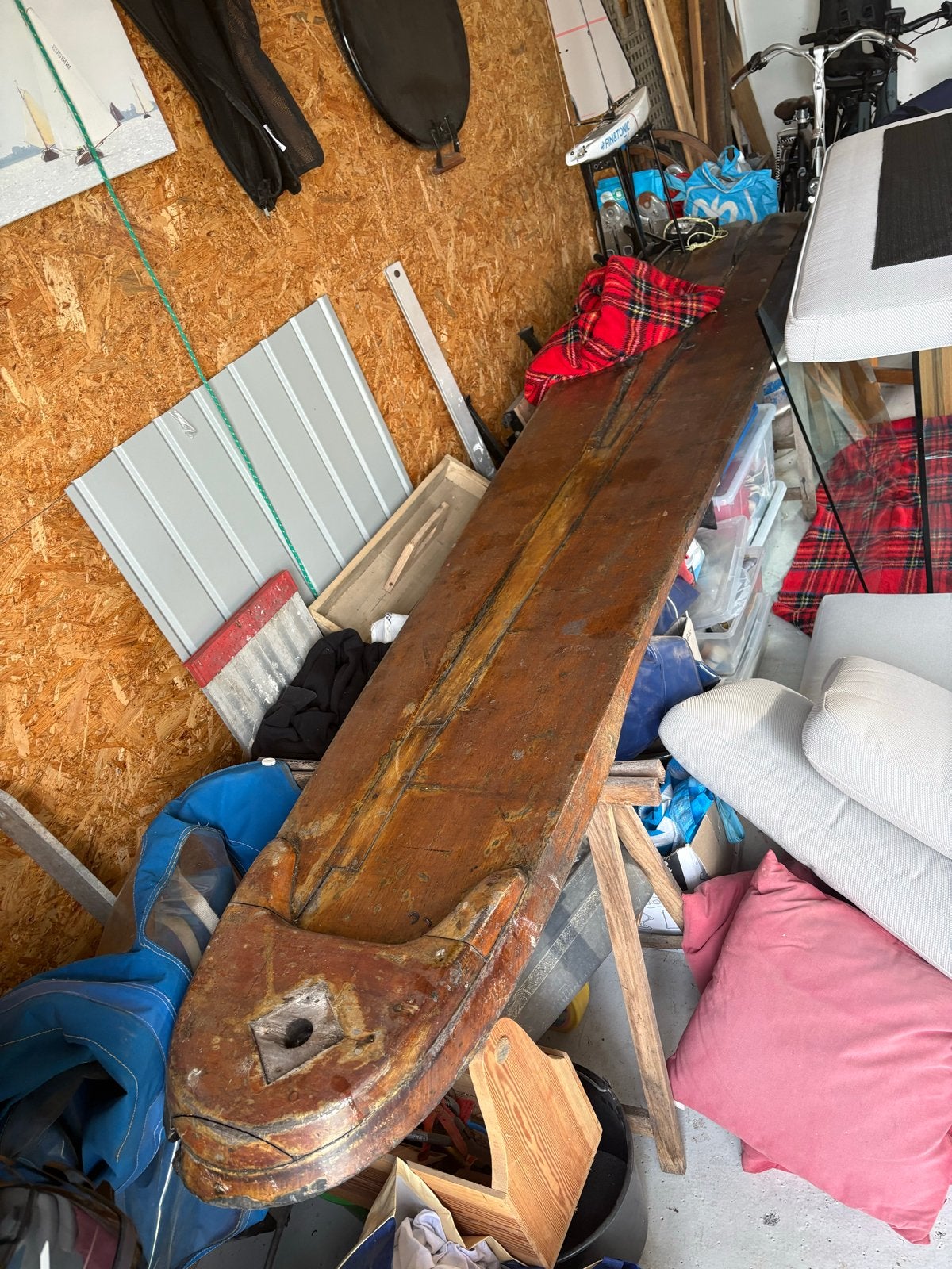 Eikenhouten zwaard/tafel/bank, Ophalen, Gebruikt, Ovaal, Hout