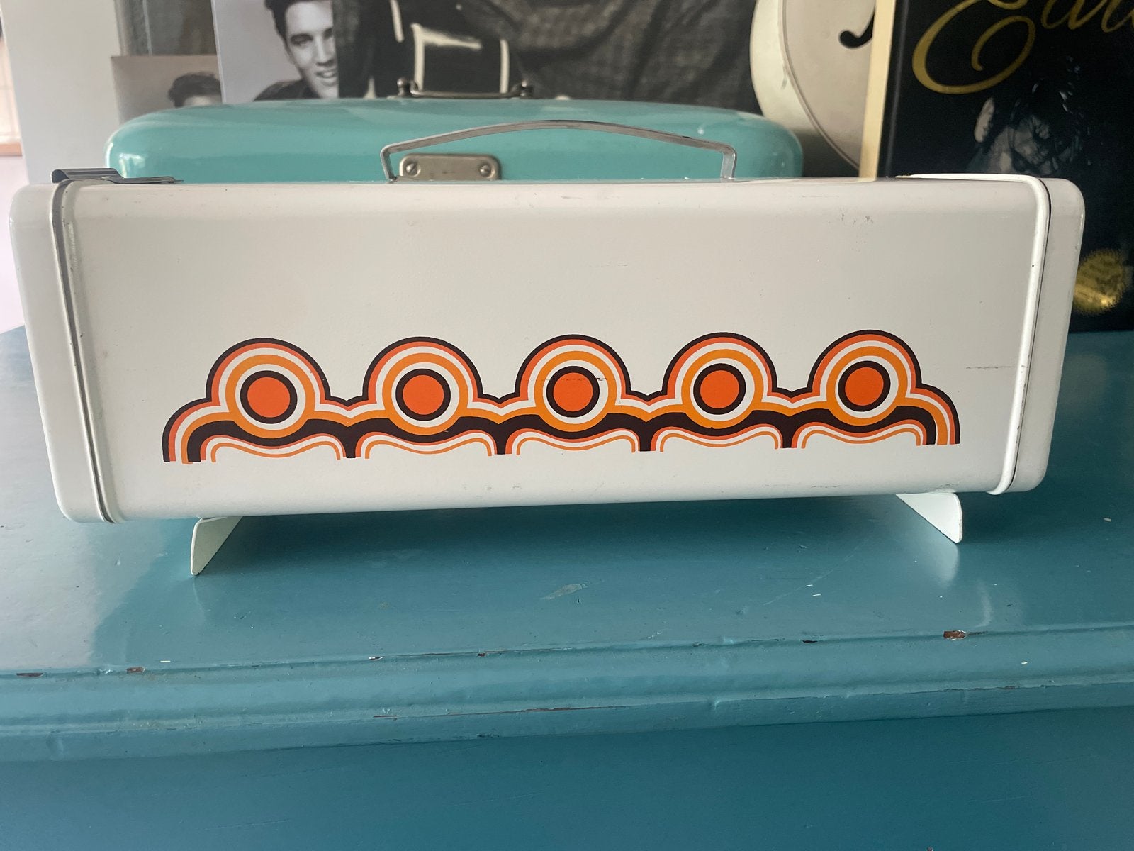 Vintage Brabantia broodtrommel met retro print, Antiek en Kunst, Antiek | Woonaccessoires, Ophalen of Verzenden