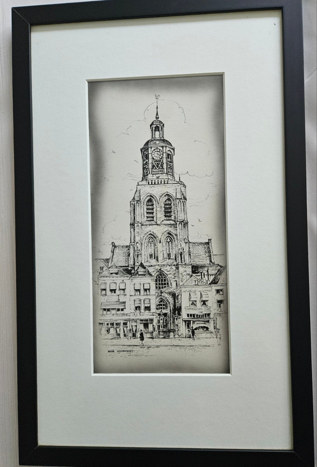 Kokie Molsbergen Pen tekening Peperbus Bergen op Zoom, Ophalen, Tekening, Pentekening, Ingelijst