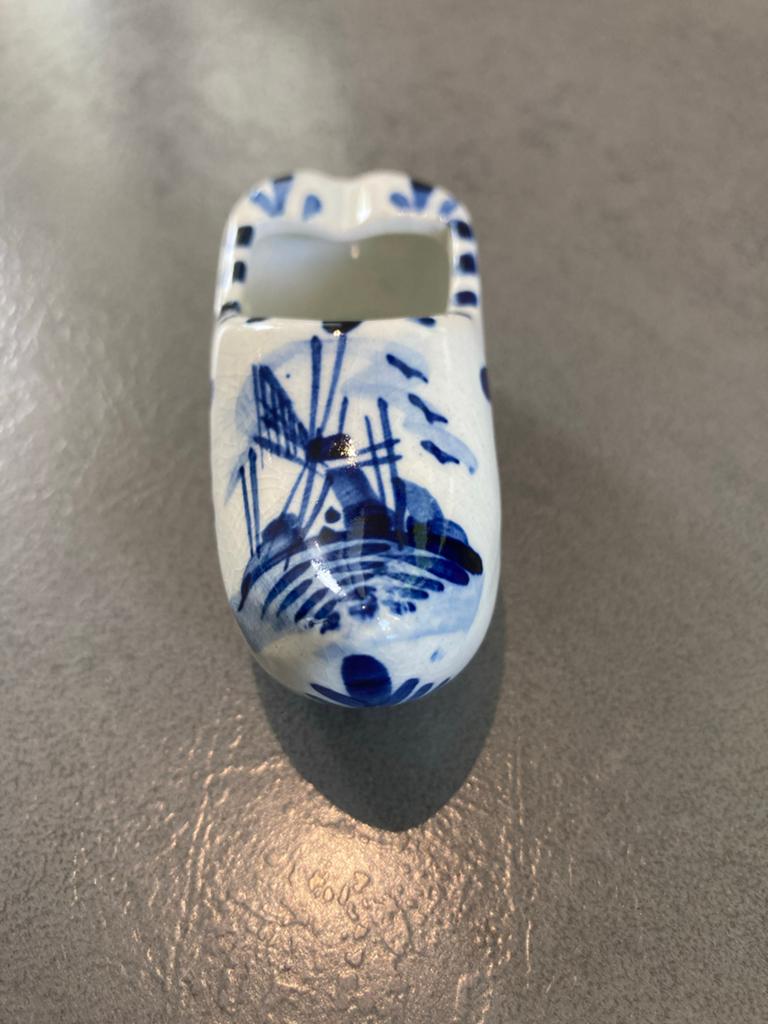 Delfts blauw klompje - Windmolen en bloemmotief, Antiek en Kunst, Ophalen of Verzenden