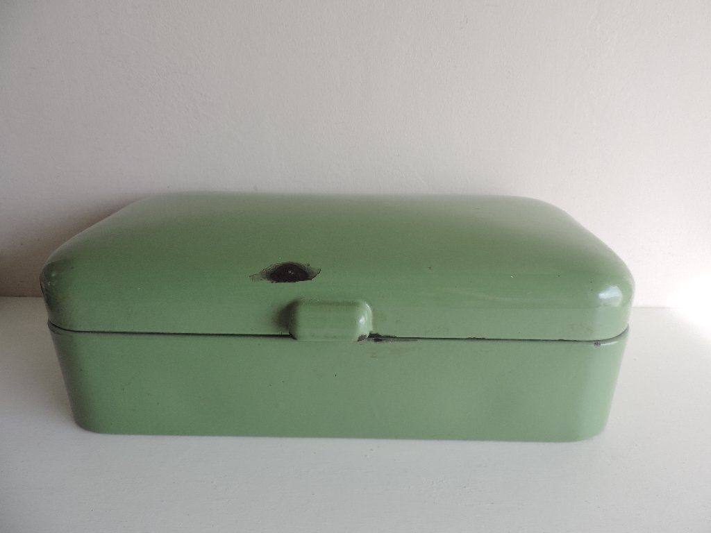 emaille groene broodtrommel, Ophalen of Verzenden, Gebruikt
