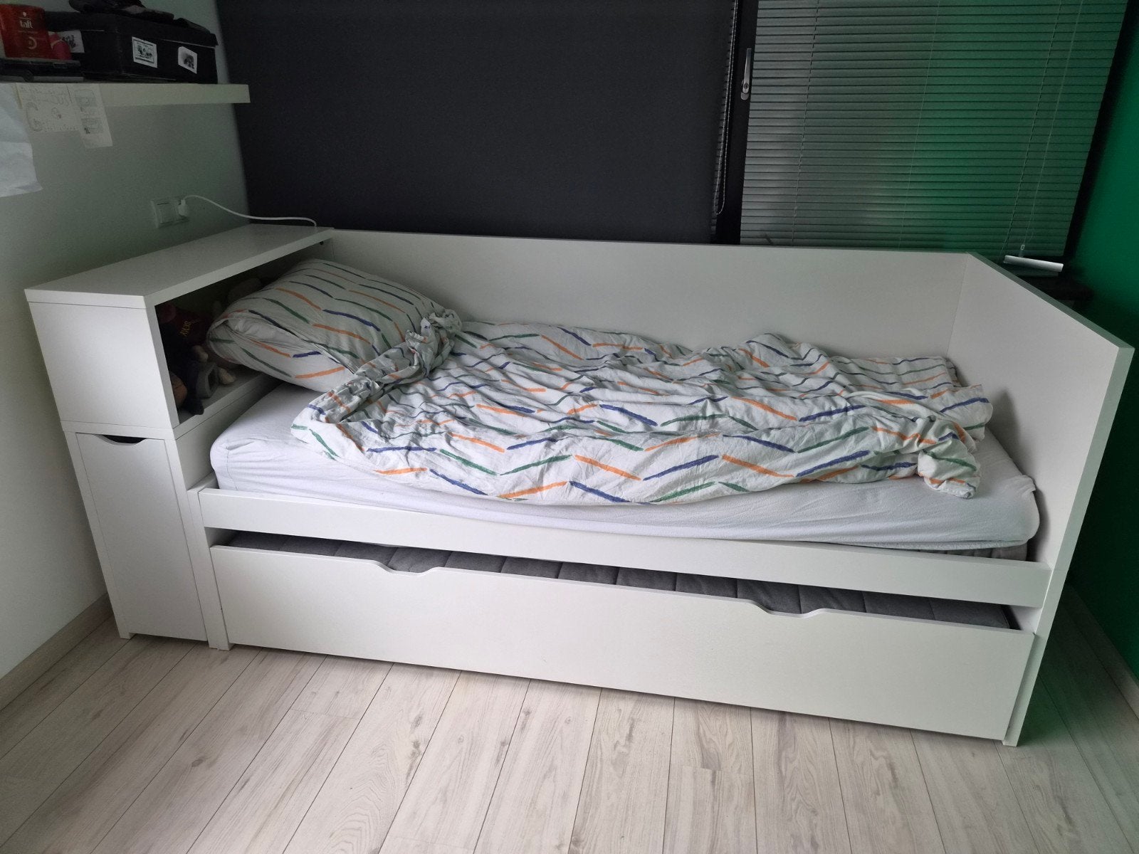 IKEA Hemnes Bedbank met uitschuifbaar bed en opberglade, Ophalen, Gebruikt, Eenpersoons, Wit