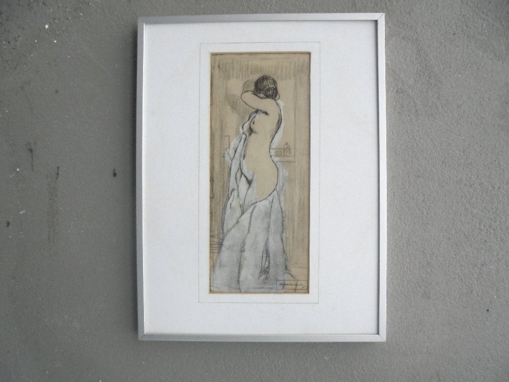 aquarel pastel tekening vrouwelijk naakt havermans, Antiek en Kunst, Kunst | Schilderijen | Klassiek, Portret of Personen, Impressionistisch