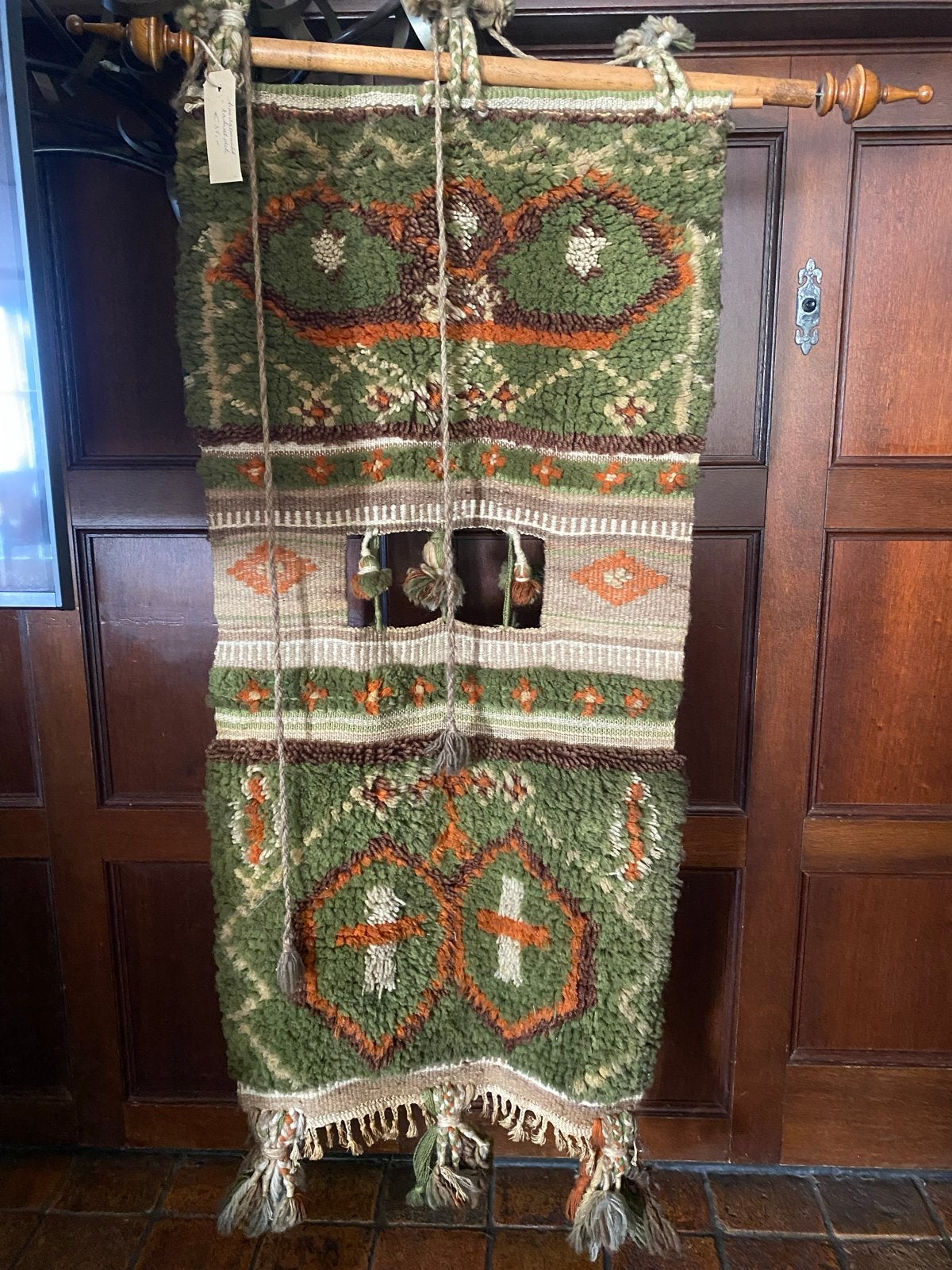 Vintage Wandkleed - Groen met Oranje Patronen, Groen, Gebruikt, Boho, Ophalen of Verzenden