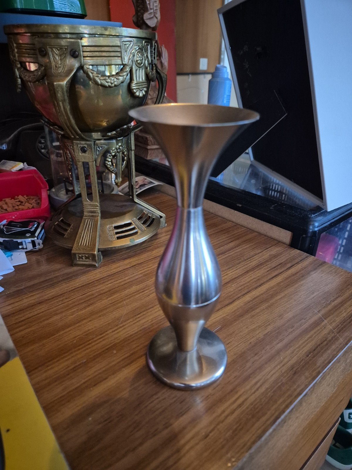 Vintage Dovo Holland metalen vaas/kandelaar, Ophalen of Verzenden