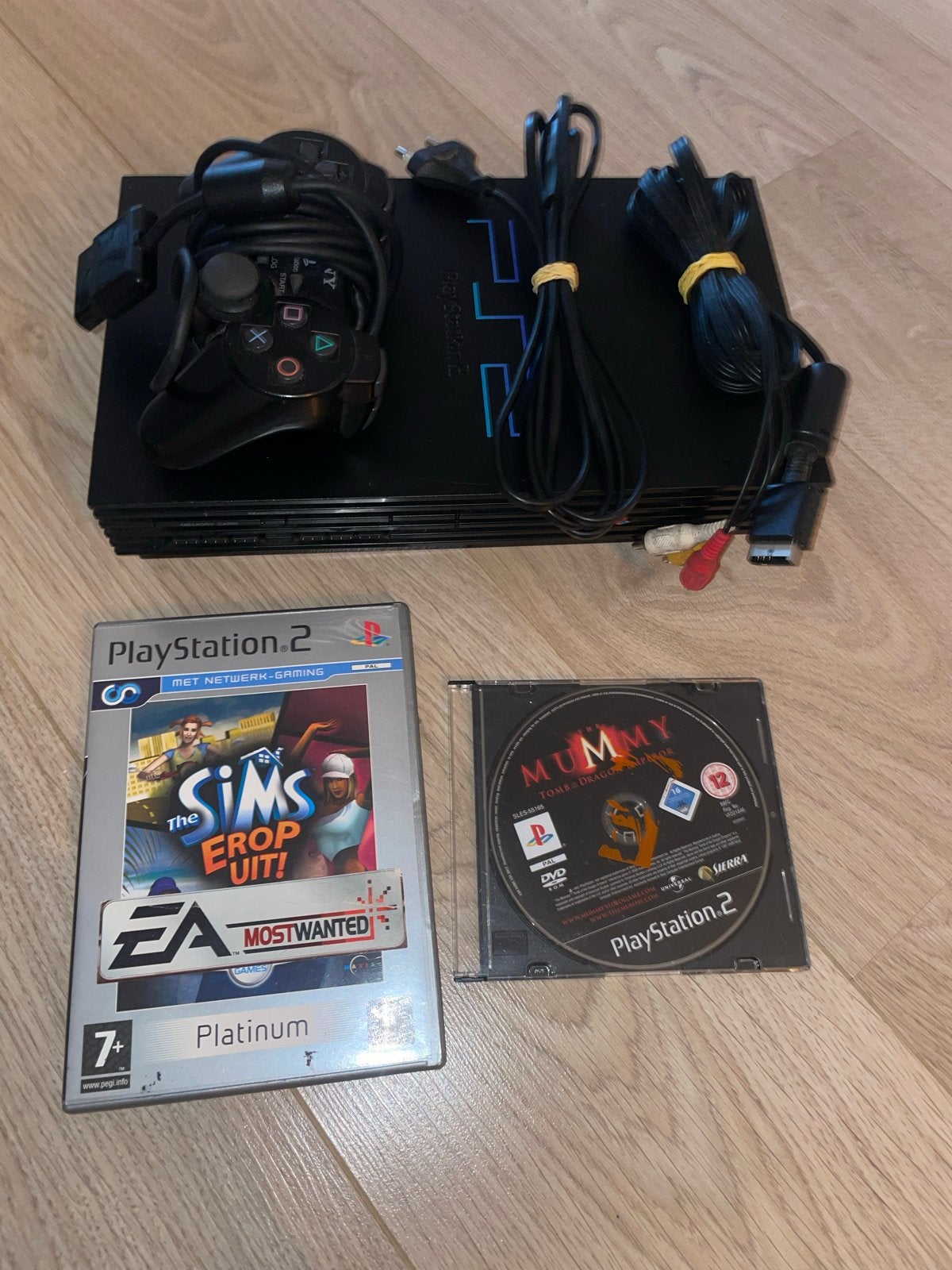 PlayStation 2 Phat Compleet met Controller en 2 Games, Spelcomputers en Games, Ophalen, Met 1 controller, Gebruikt, Met games