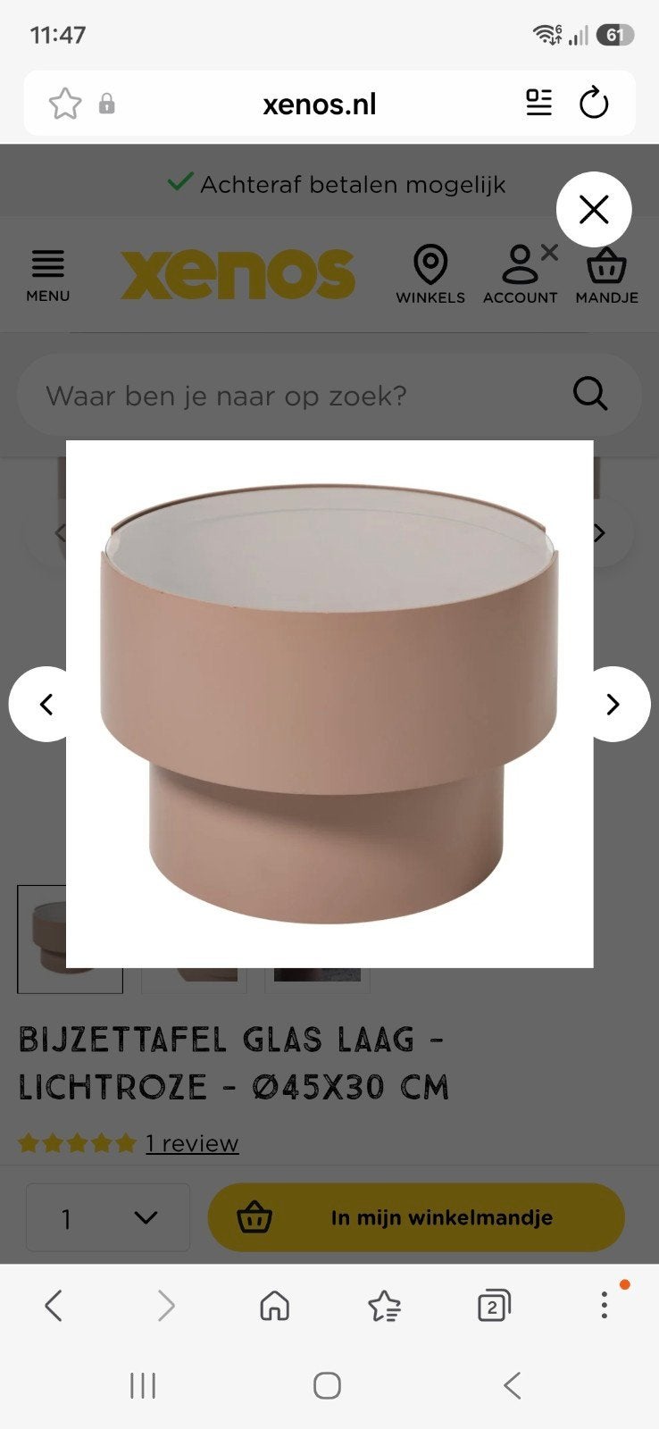 Bijzettafel oudroze - Xenos, Huis en Inrichting, Ophalen, Minder dan 45 cm, Minder dan 55 cm, Rond