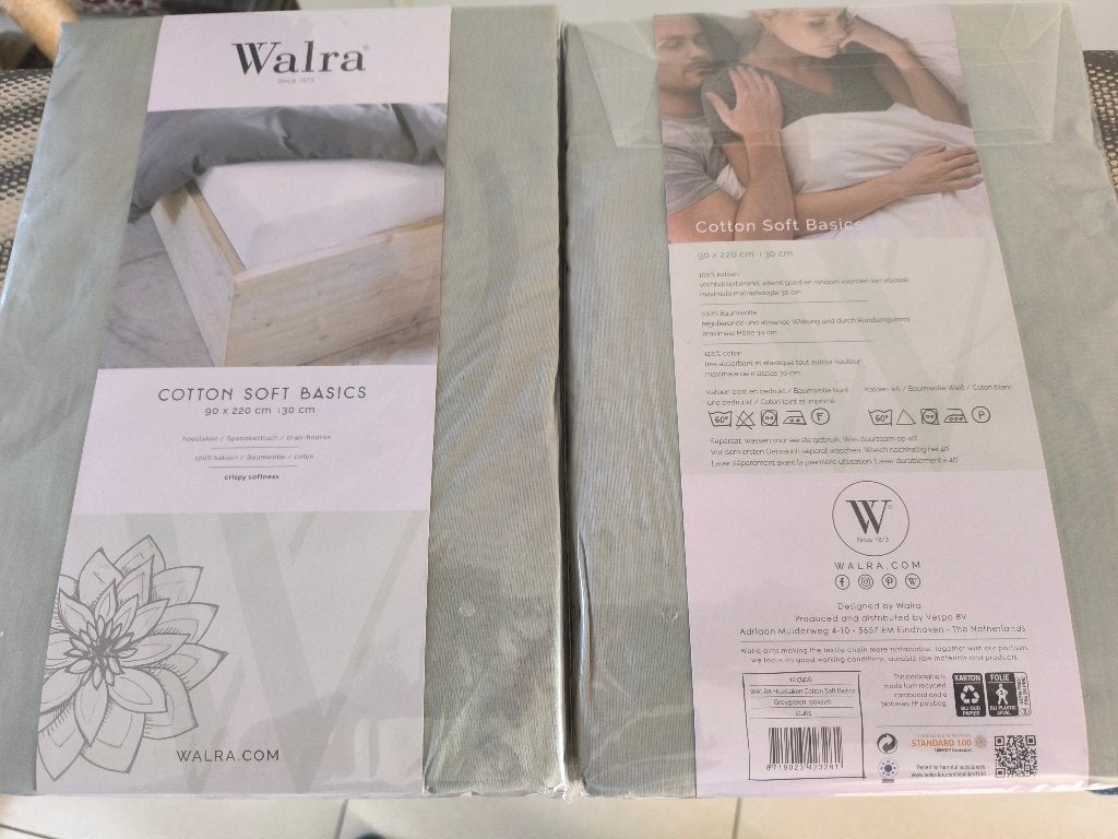 Walra hoeslaken 90x220cm, Eenpersoons, Hoeslaken of Sloop, Katoen, Nieuw