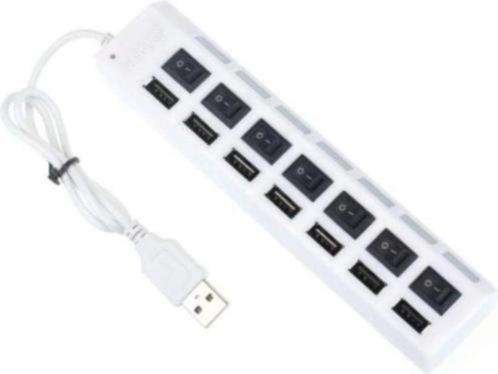 igh Speed 7 Ports 2.0 USB Hub - Multi Oplaadadapter - Aan/U, Computers en Software, Dockingstations, Ophalen, Nieuw, USB-hub, Harde schijf
