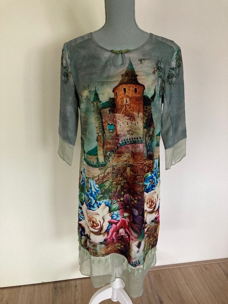 Zeegroen viscose jurkje/tuniek - Floryday, Maat 38/40 (M), Overige kleuren, Ophalen of Verzenden, Knielengte