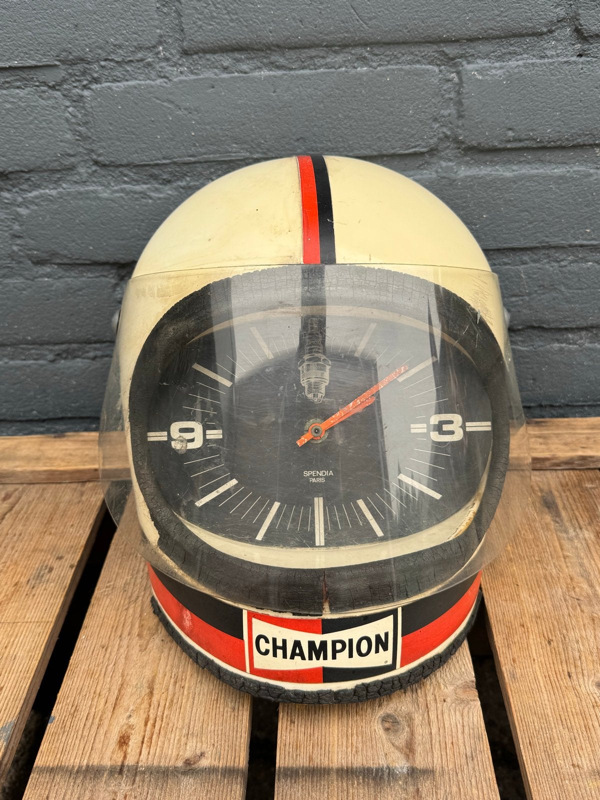 Vintage Champion Helm Klok - Uniek Decoratiestuk, Ophalen of Verzenden, Gebruikt, Auto's