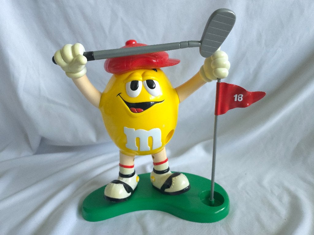 Mars Vintage Yellow M&M dispenser golfer golf snoepdispenser, Verzamelen, Ophalen of Verzenden, Zo goed als nieuw, Overige typen