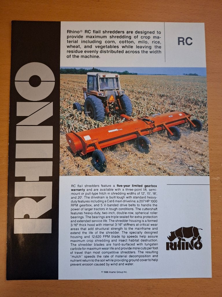 Folder Rhino versnipperaars RC12, RC15, RC18 en RC20, Ophalen of Verzenden, Gelezen, Tractor en Landbouw