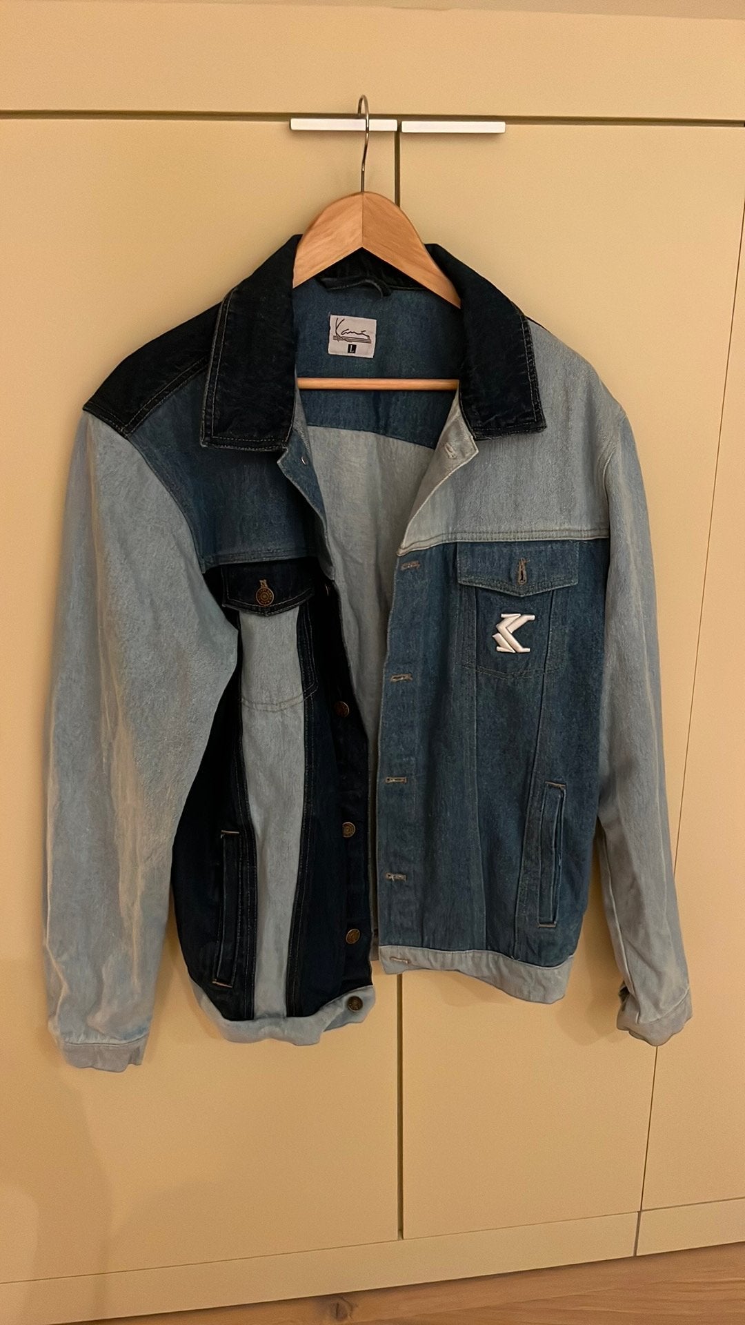 Karl Kani - spijkerjas - denim - jeans - maat L, Ophalen of Verzenden, Zo goed als nieuw, Maat 52/54 (L), Blauw