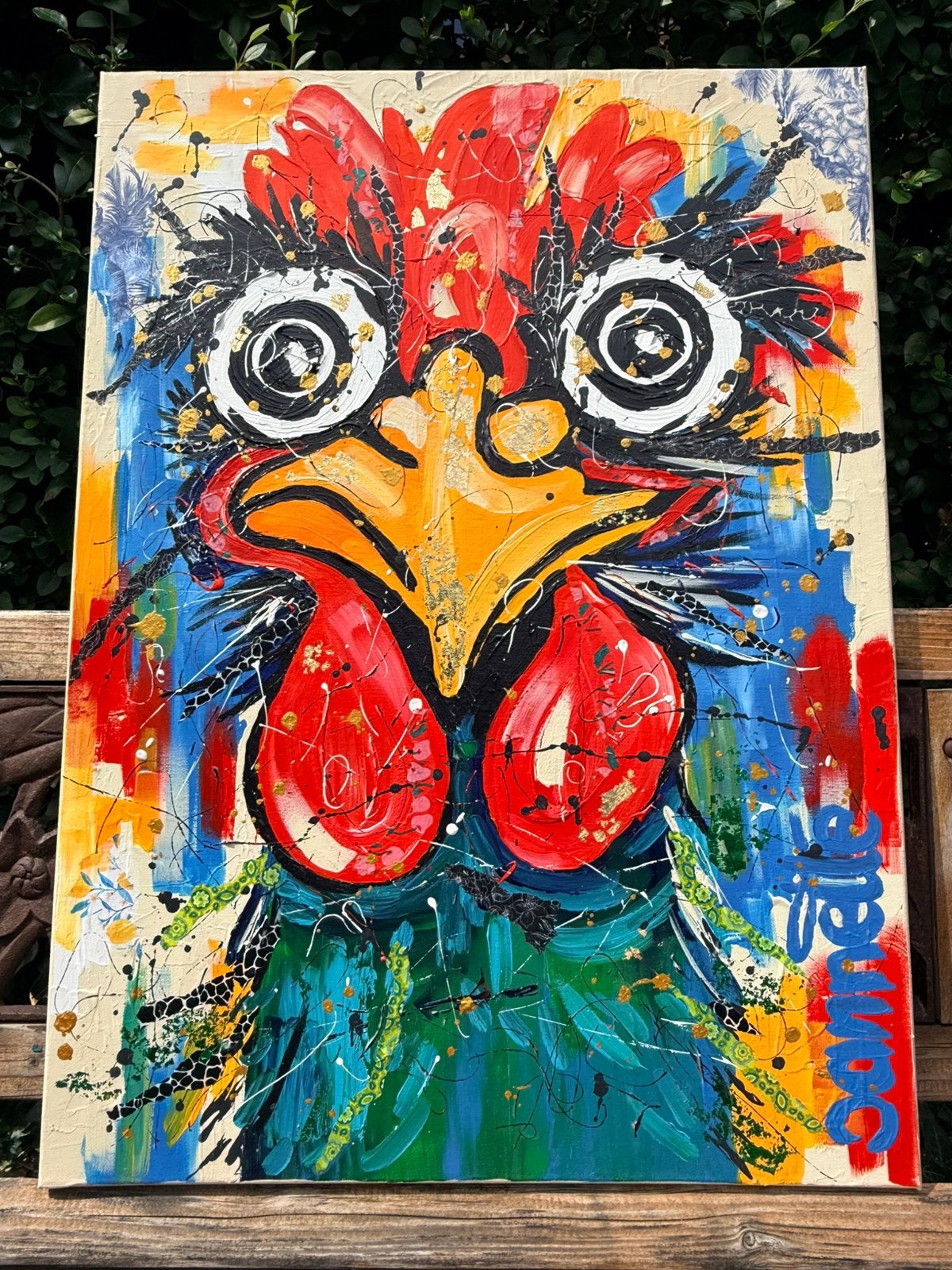 Kippen kunst Mixed Media, Verzenden