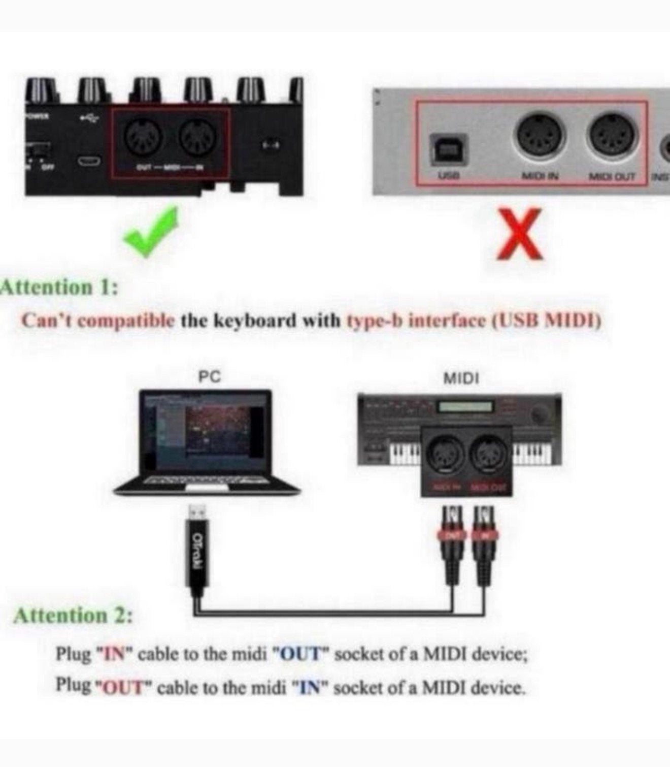 Keyboard muziektoetsenbord naar USB 3 meter kabel midi 5pin, Nieuw, Ophalen of Verzenden, 2 tot 5 meter, H