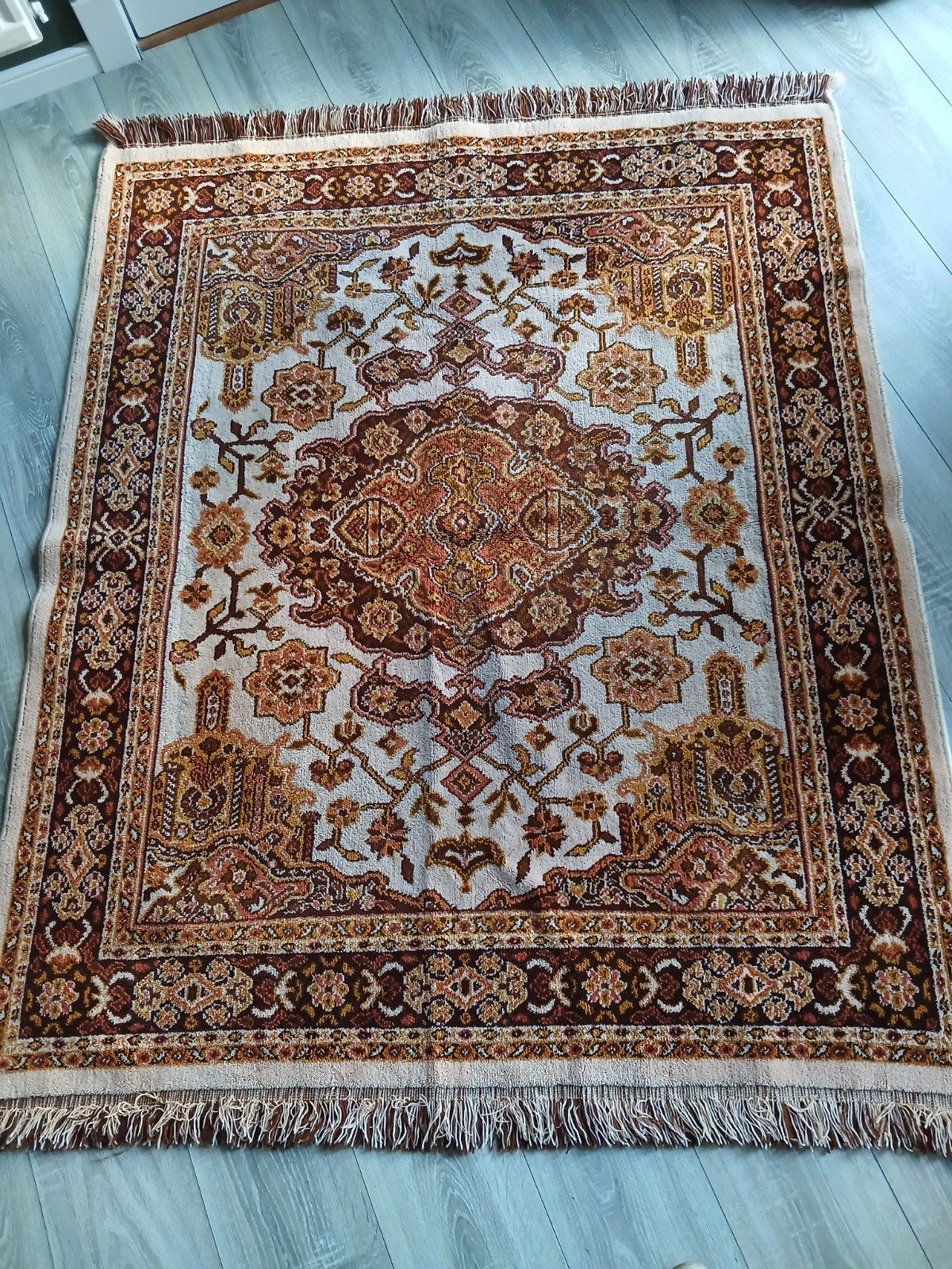 Vintage smyrna tafekleed, Huis en Inrichting, Stoffering | Tapijten en Kleden, Ophalen of Verzenden, Zo goed als nieuw, Bruin