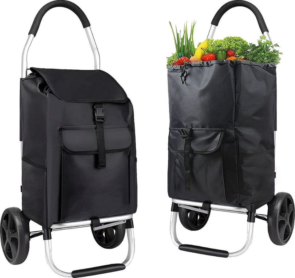 Boodschappentrolley-50L – Opvouwbare Boodschappenkrat, 40 tot 60 cm, 30 cm of meer, Zwart, Nieuw