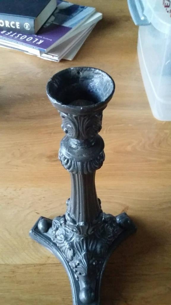 Tinnen kandelaar, Antiek en Kunst, Antiek | Kandelaars, Overige materialen, Ophalen of Verzenden