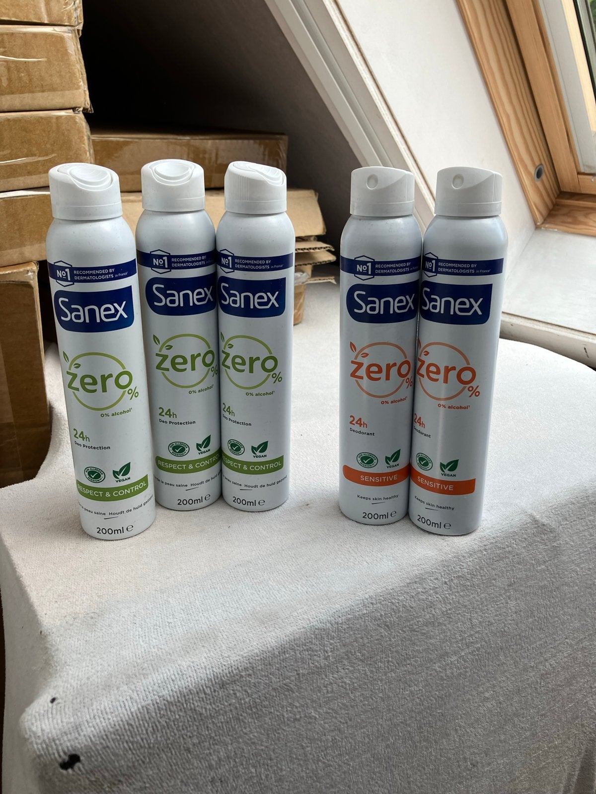 Sanex Zero% Deodorant - 5x 200ml (3x Respect & Control, 2x S, Ophalen of Verzenden, Nieuw, Deodorant of Bodyspray