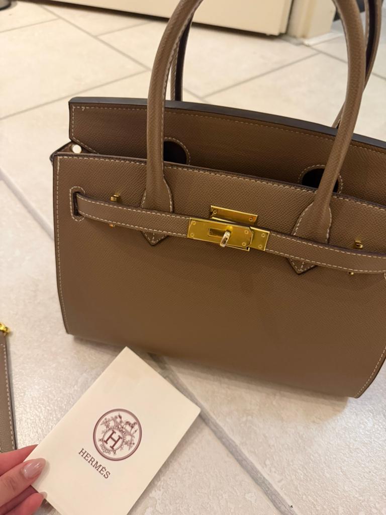 Hermes Birkin look alike tas, Ophalen of Verzenden, Zo goed als nieuw, Bruin, Handtas
