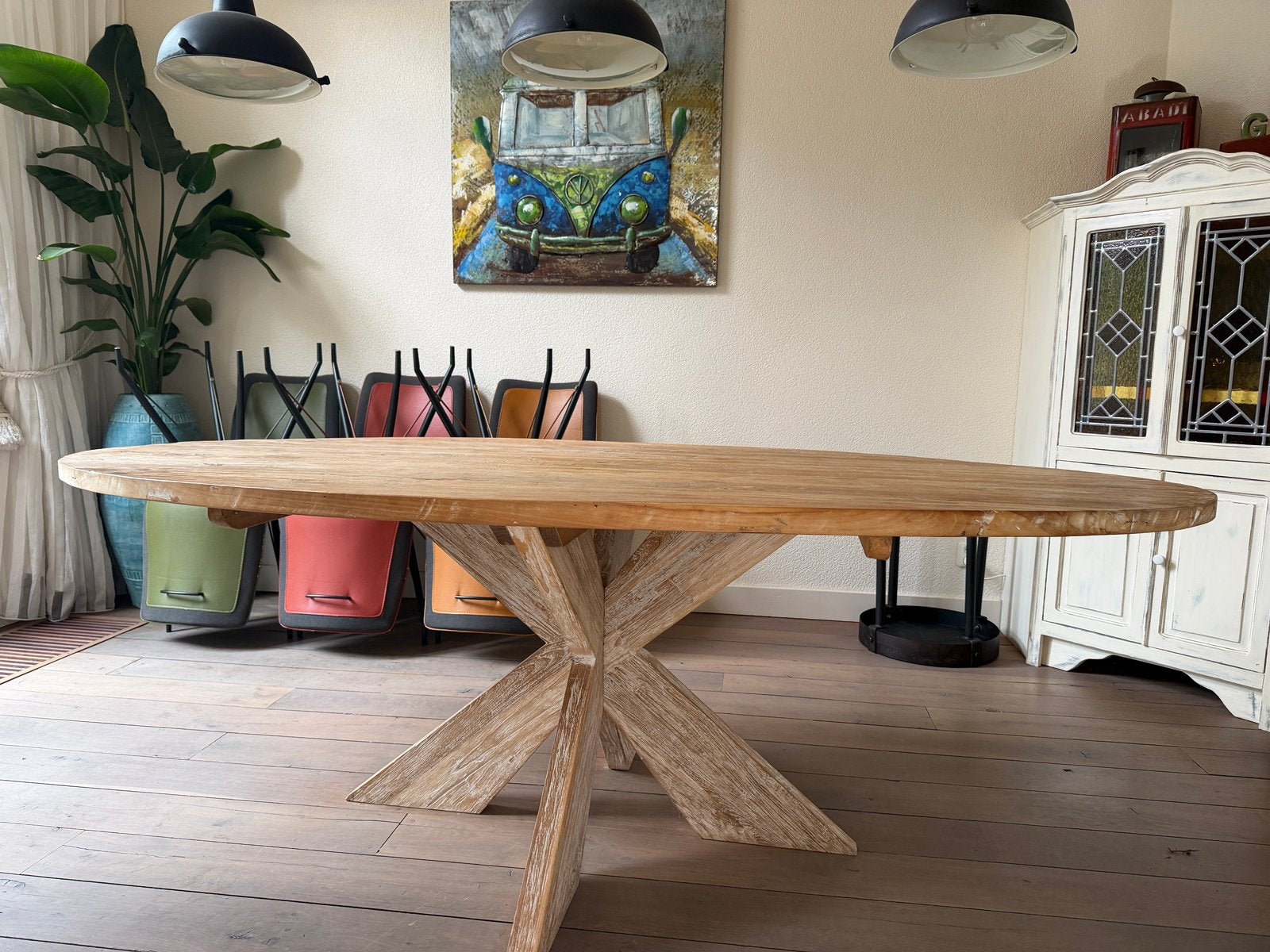 Madura blank ovale eettafel, Huis en Inrichting, Ophalen, Gebruikt, 100 tot 150 cm, 200 cm of meer
