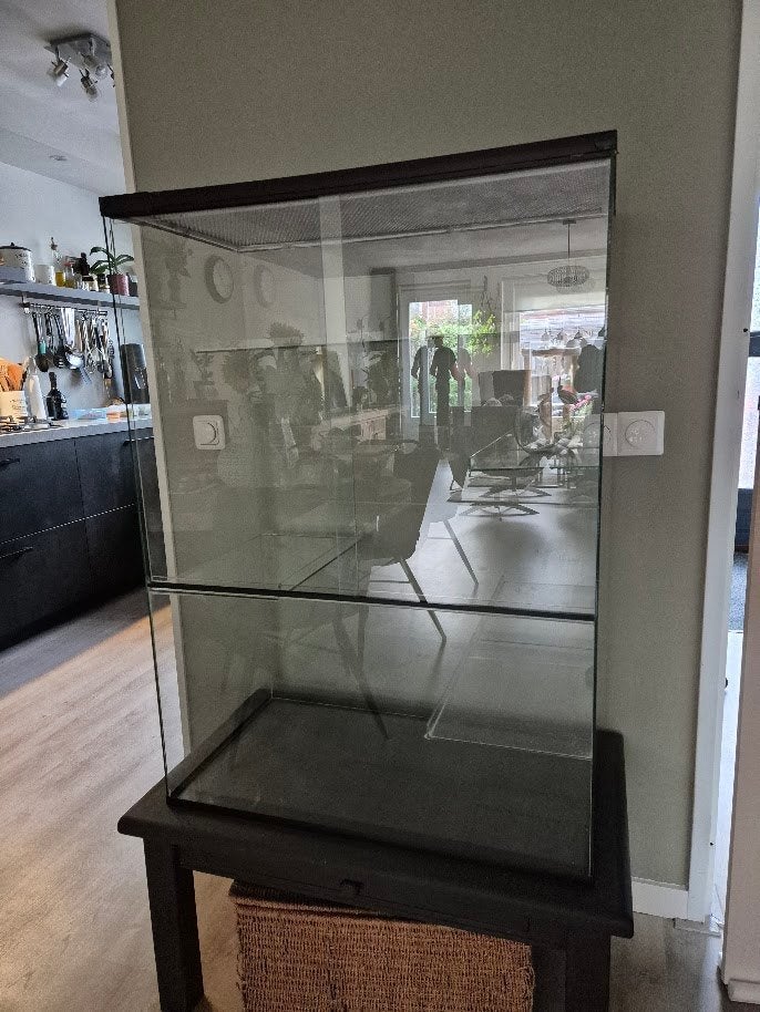 Gerbil hok  73 X 100 X40 van glas met schuifruiten, Ophalen, Gebruikt, Muis, 90 cm of meer