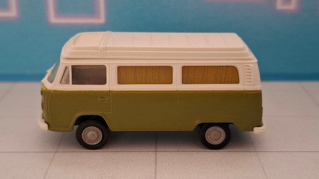 Brekina 1:87 Volkswagen T2b Westfalia camper groen, Ophalen of Verzenden, Gebruikt, Auto, Brekina