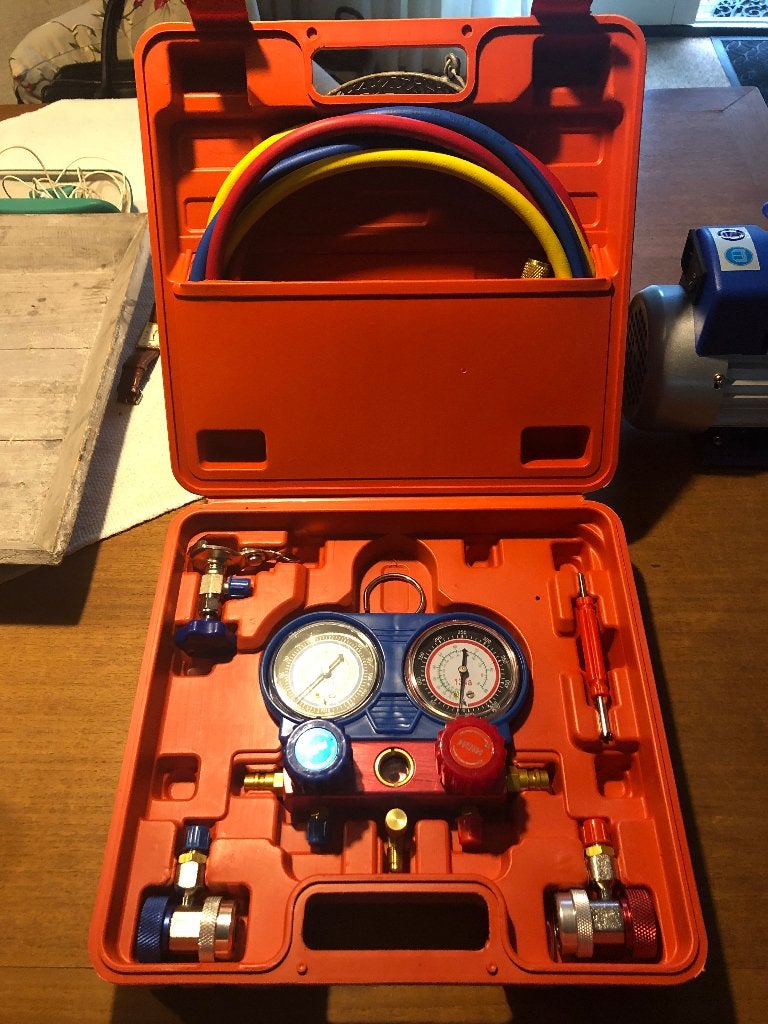 Vacuümpomp 1 Traps met 2 Voudige Manometerset, Minder dan 60 m³, Ophalen of Verzenden, Zo goed als nieuw, Wandairco