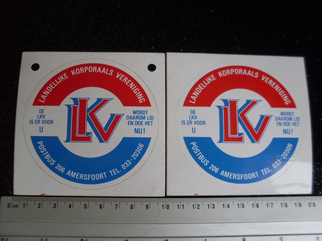 2x sticker landelijke korporaals vereniging LKV amersfoort, Verzenden, Zo goed als nieuw, Bedrijf of Vereniging