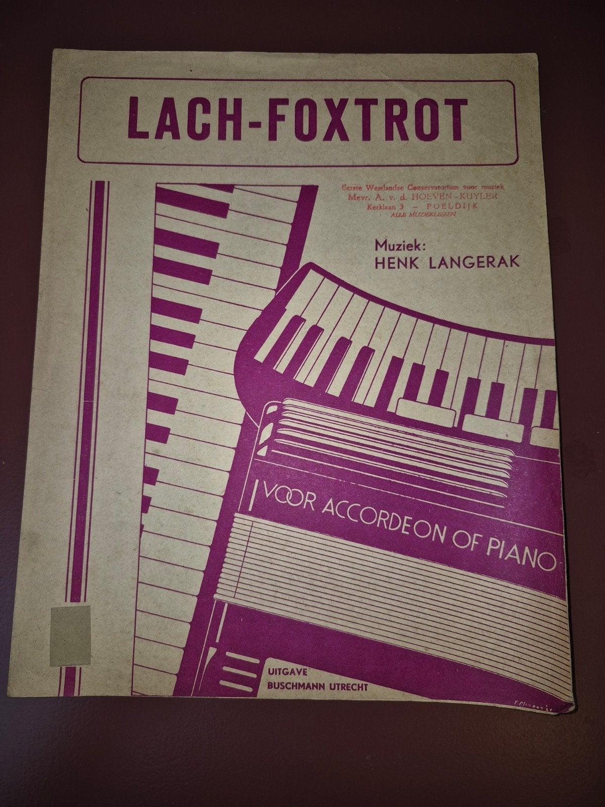 Lach-Foxtrot bladmuziek voor Accordeon of Piano, Gebruikt, Overige soorten, Ophalen of Verzenden, Accordeon