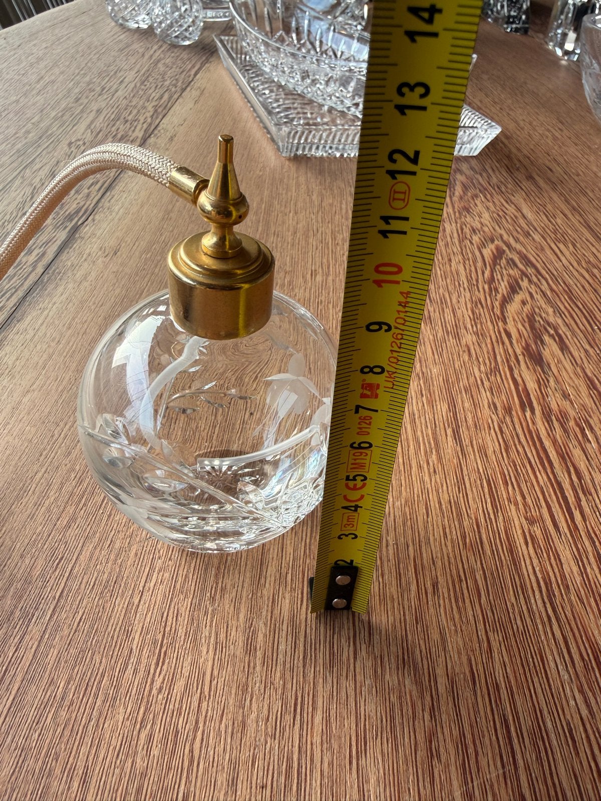 Kristallen parfumflesje met pompje, Ophalen of Verzenden