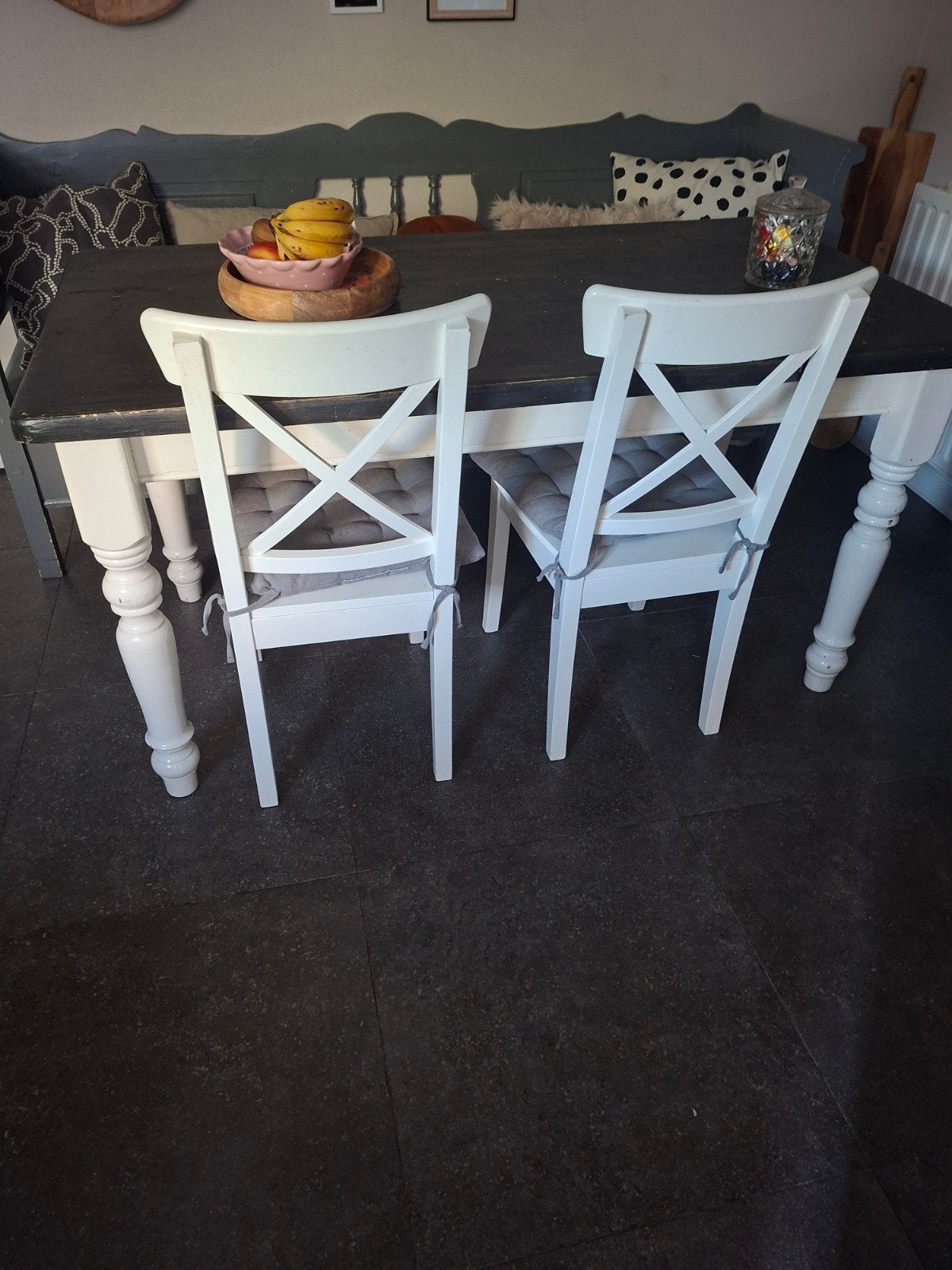 Eetkamerset met klepbank, Ophalen, Gebruikt, Rechthoekig, 50 tot 100 cm