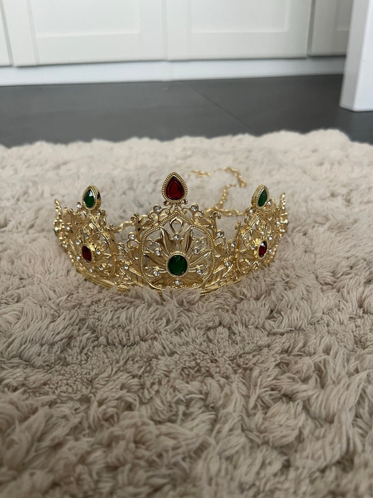 Gouden kroon met edelstenen - Feestelijke tiara, Ophalen of Verzenden, Zo goed als nieuw