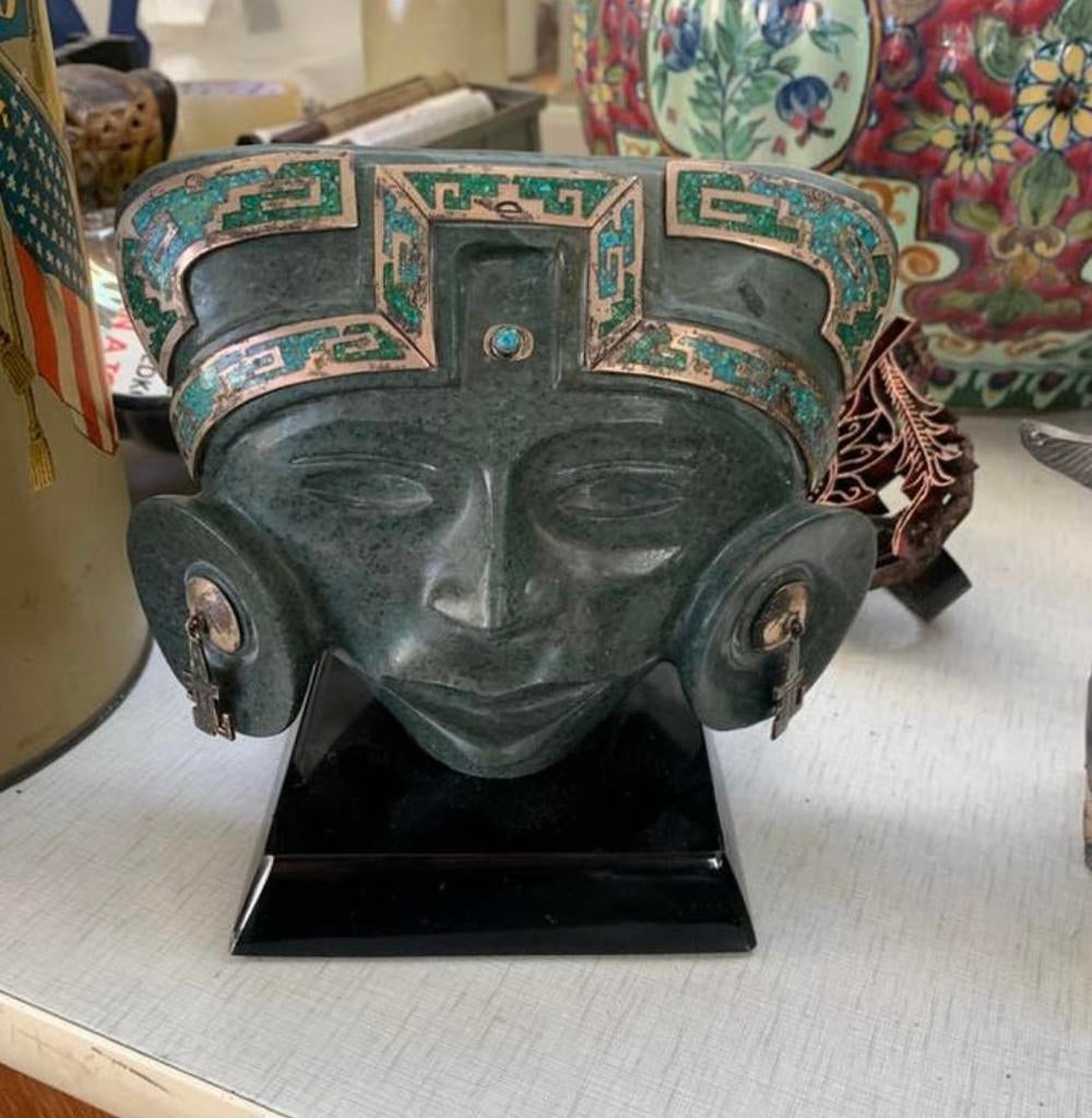 Beeld masker waarschijnlijk een Maya of Azteeks met zilveren, Ophalen of Verzenden