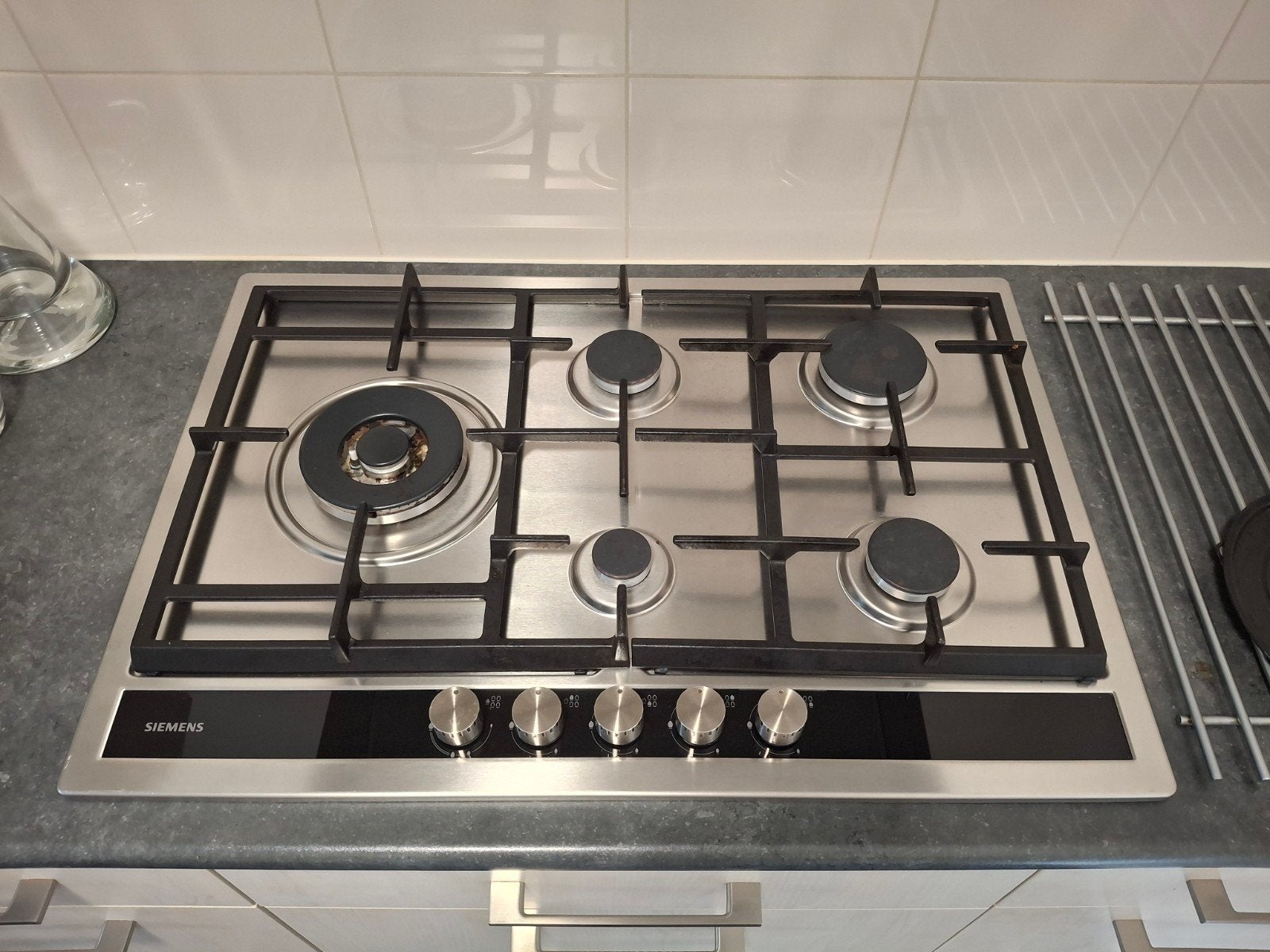 Siemens Gasfornuis met 5 Kookzones - RVS Inbouw, Ophalen, Zo goed als nieuw, Inbouw, Gas