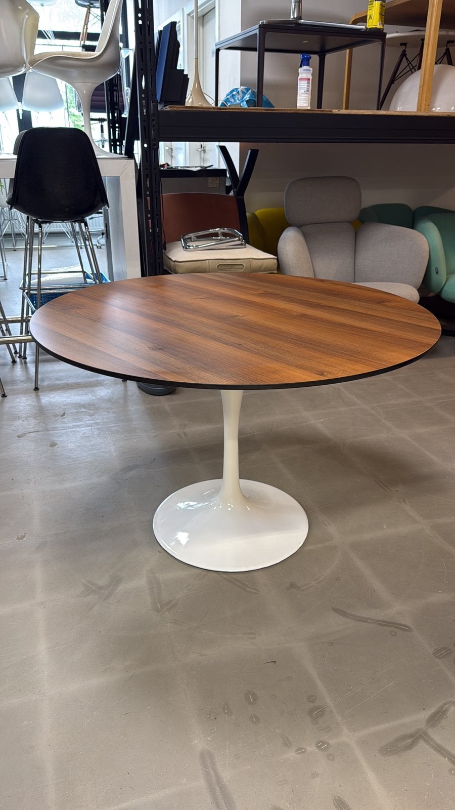 Tuliptafel met rond blad 110 cm, Rond, Ophalen of Verzenden, Zo goed als nieuw, 100 tot 150 cm