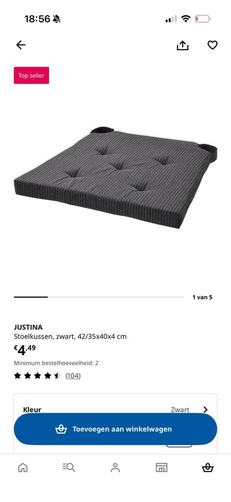 IKEA terraskussens / stoelkussens grote partij 131 stuks, Ophalen, Gebruikt, Zwart, Vierkant