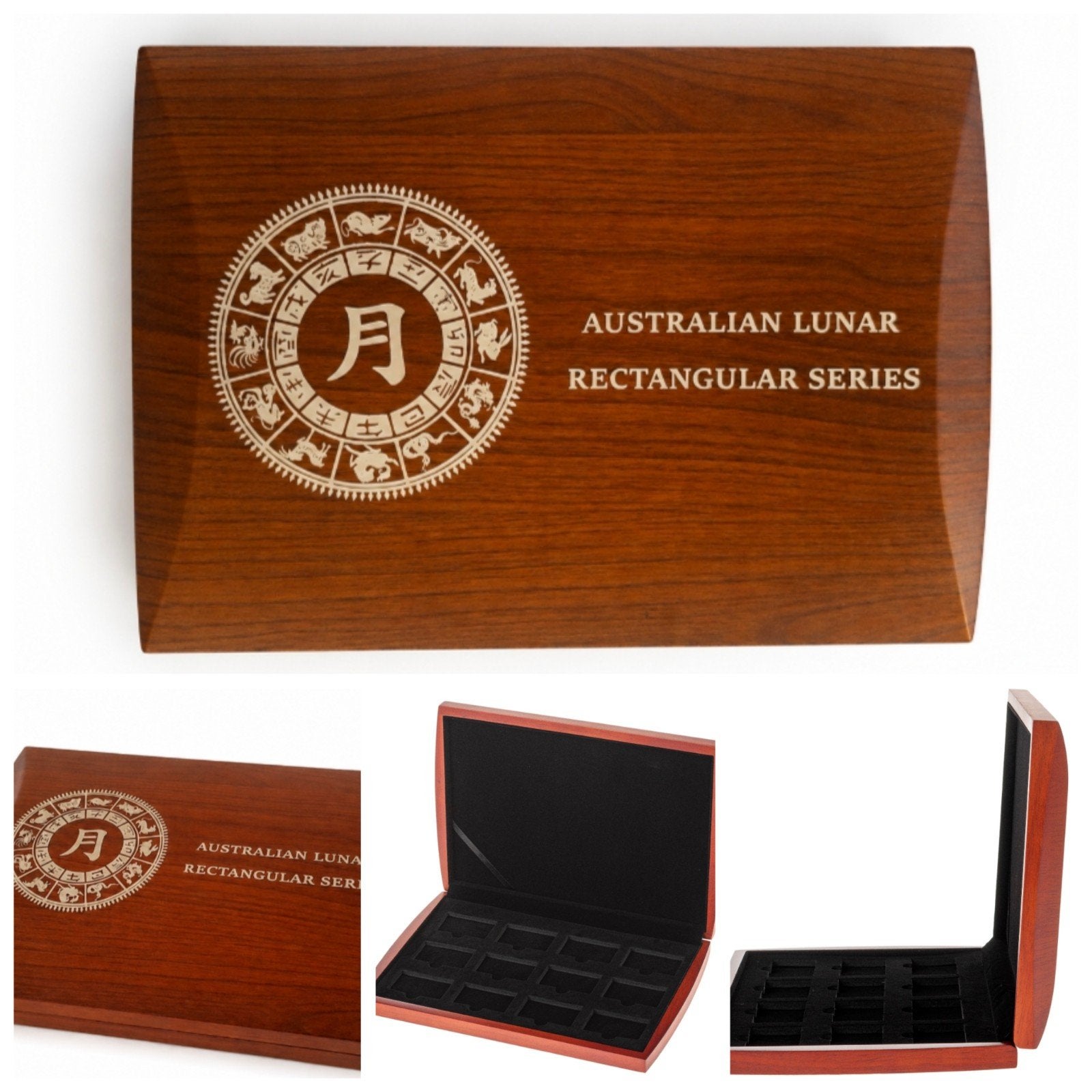 1 oz zilver Rectangle Lunar munten luxe verzamelbox hout, Ophalen of Verzenden, Zilver